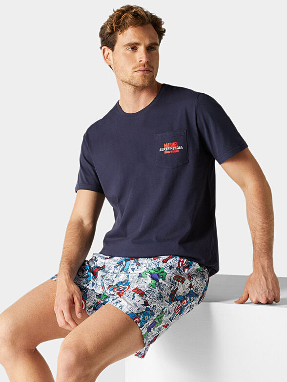 Navy Т-shirt with print  - 1