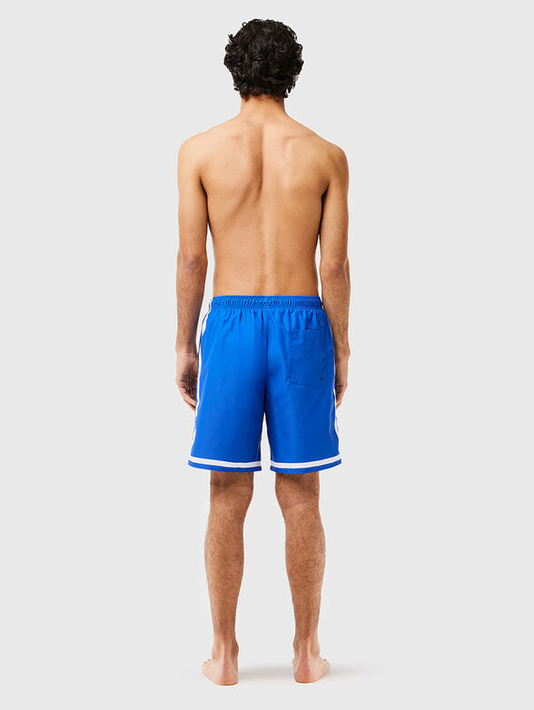 Blue beach shorts with contrast logo - 2