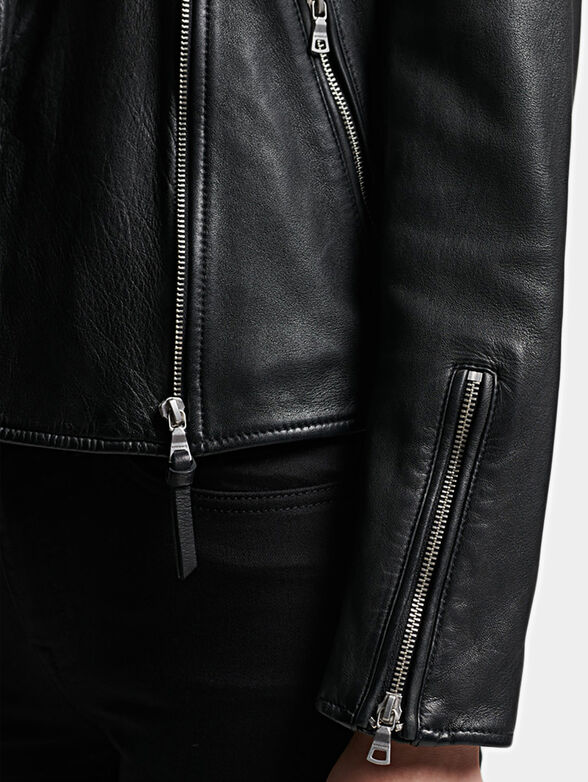 Leather jacket with zips - 6