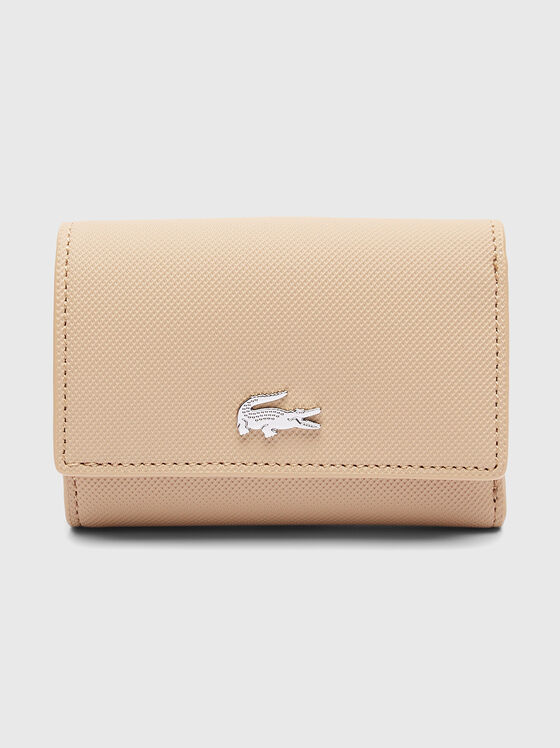 Бежово портмоне с лого детайл - 1