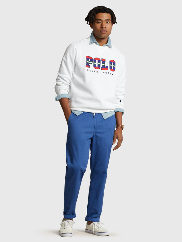 Dark blue cotton blend trousers - 4