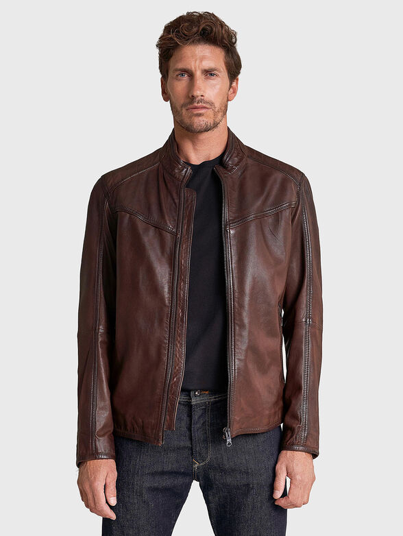 Leather jacket in brown color - 1