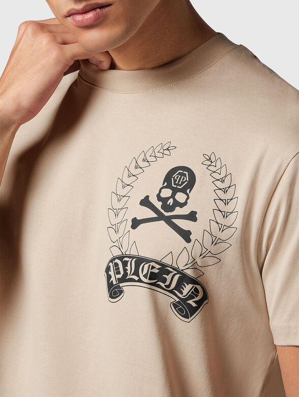 Logo accent T-shirt in beige - 4