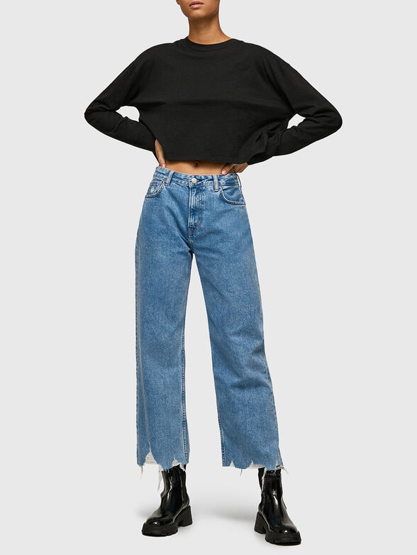 CARTER black cropped blouse with long sleeves - 2