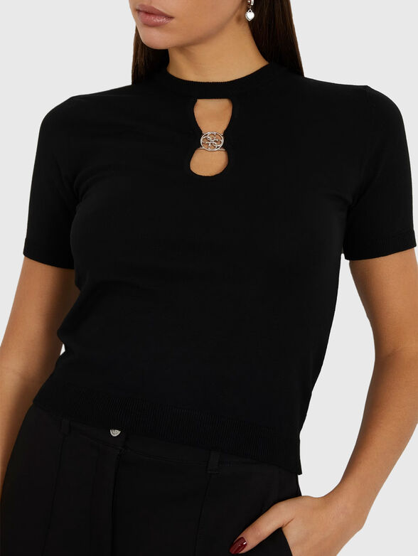 RYLEE black knit top with logo detail  - 4