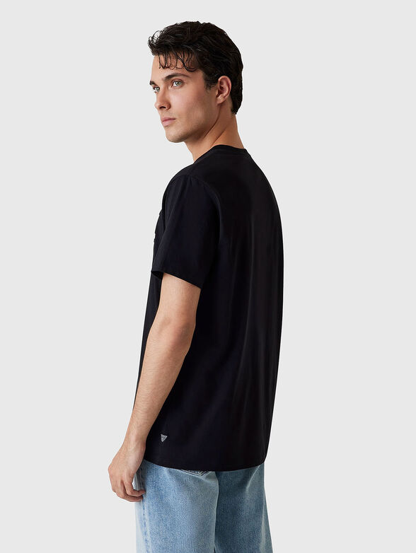 Cotton T-shirt with oval neckline in beige - 3