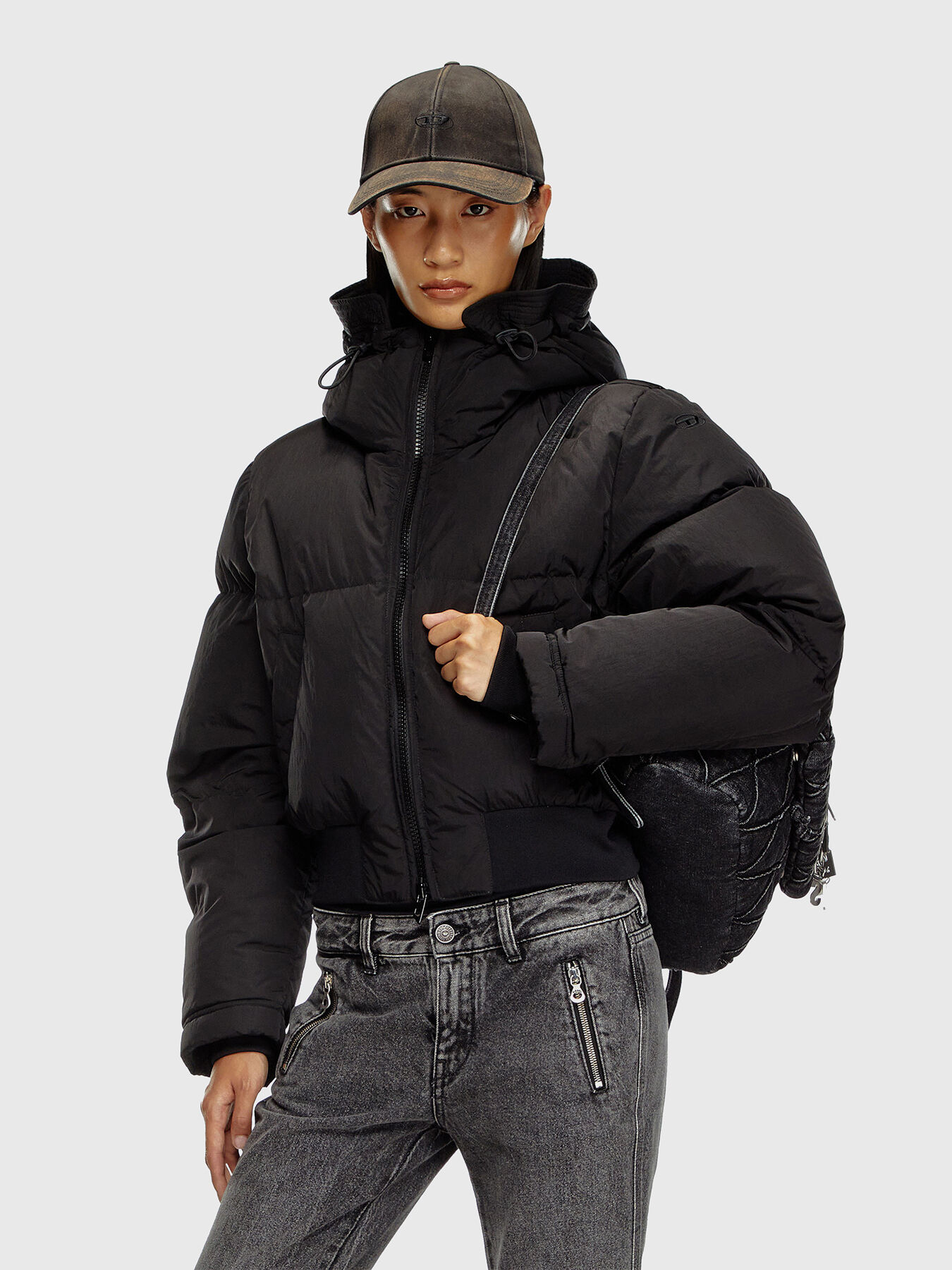 W-PEYT-SHORT-NEW-P1 padded jacket with hood brand DIESEL