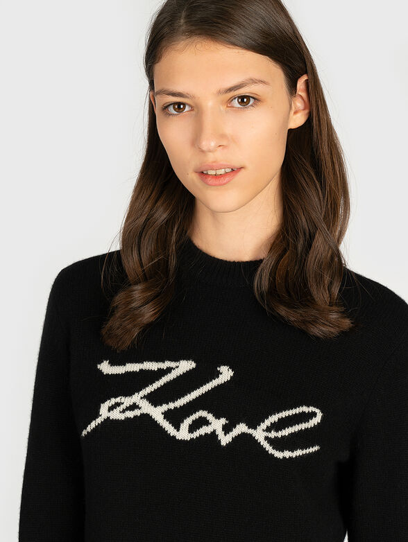 Black knitted dress with logo print - 2