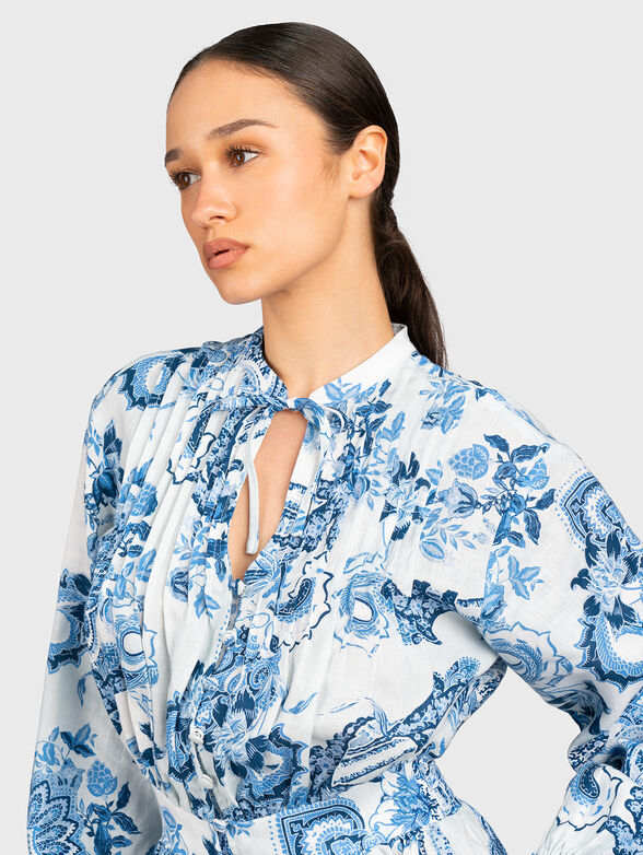 ZAREN linen jumpsuit with floral motifs - 3