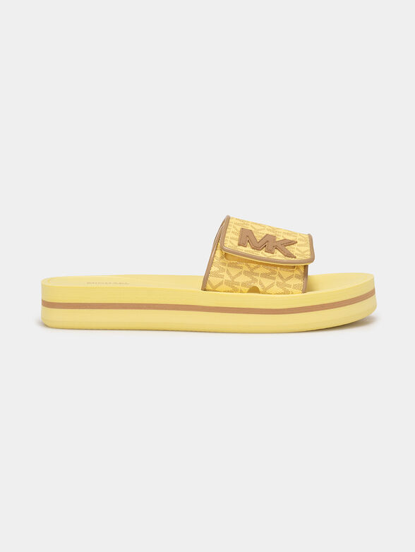 Yellow slides with monogram logo print - 1
