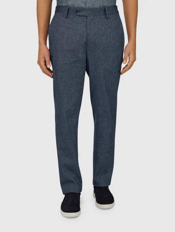 Linen and cotton blend trousers - 1