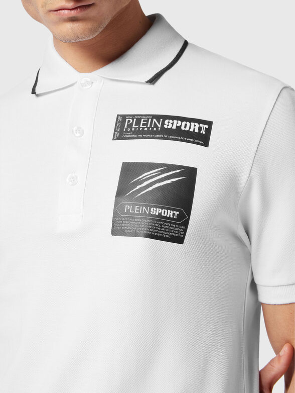 Polo shirt in black with contact logo print - 4