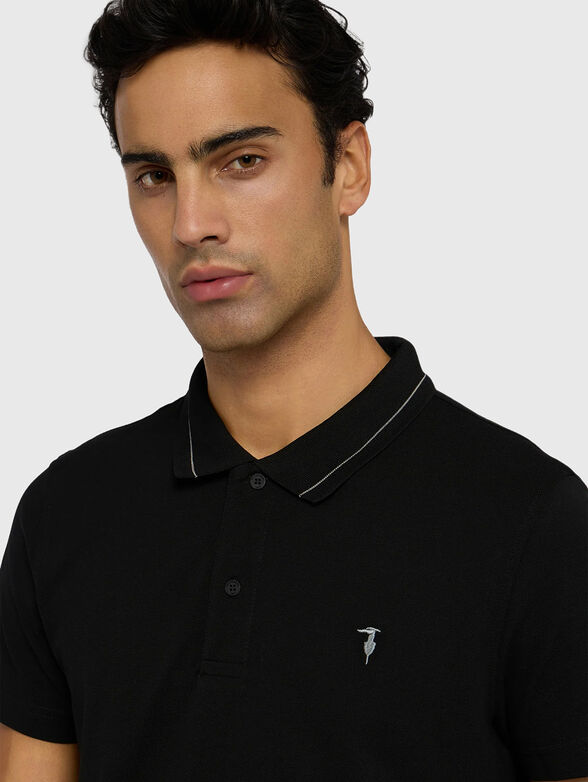 Cotton polo shirt with accent collar - 4