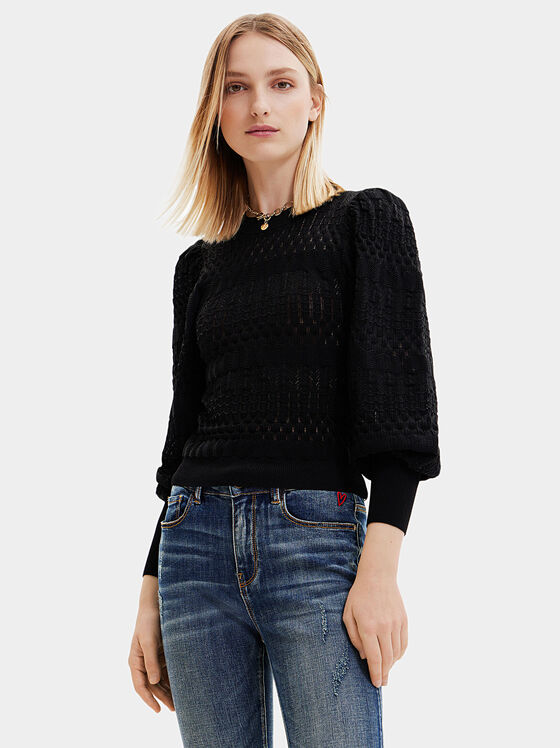 Пуловер в черен цвят - 1