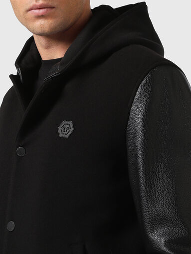 Hooded bomber jacket with contrast sleeves - 5
