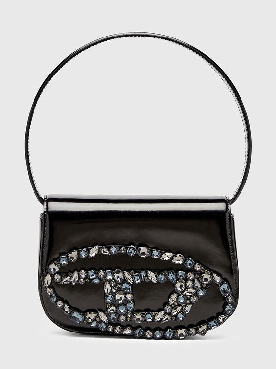1DR mirror leather bag with oval rhinestones logo - 1