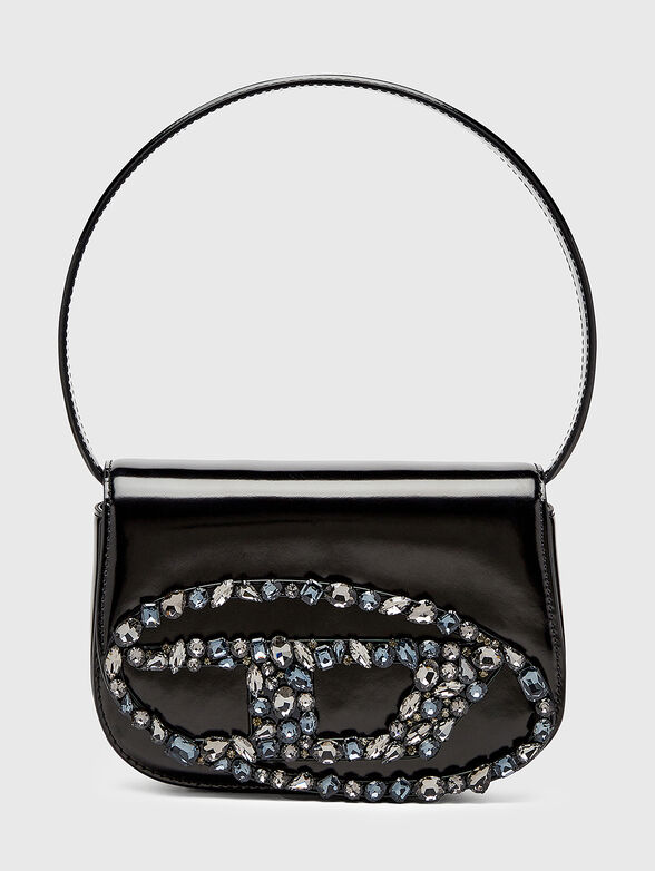 1DR mirror leather bag with oval rhinestones logo - 1