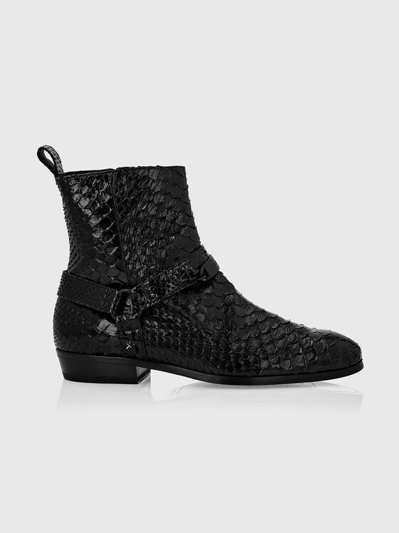 Python leather flat boots - 1