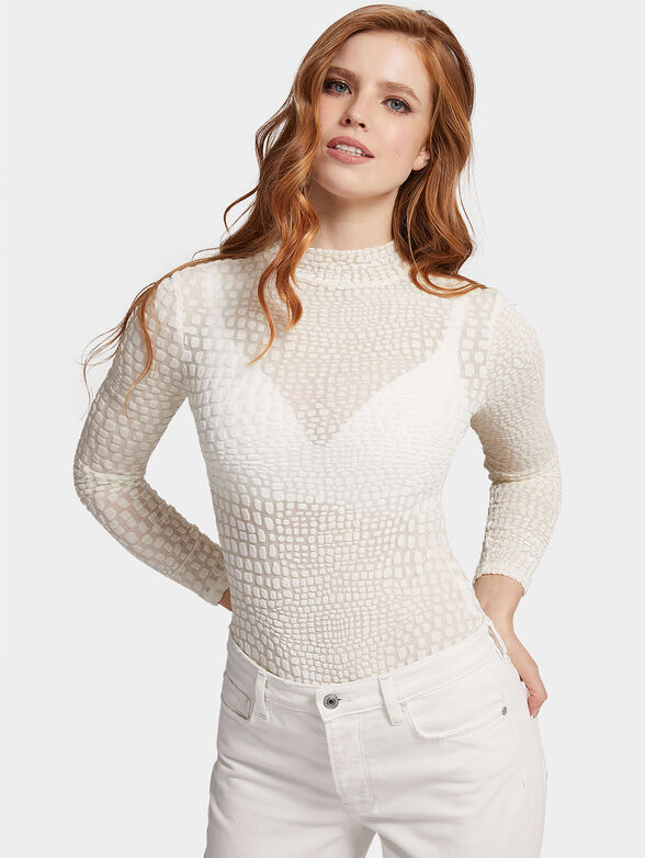 CINDY Black bodysuit with crocodile texture - 1