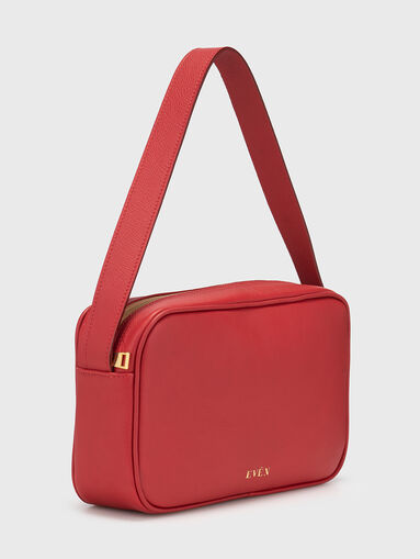 Small leather bag with logo in beige - 3