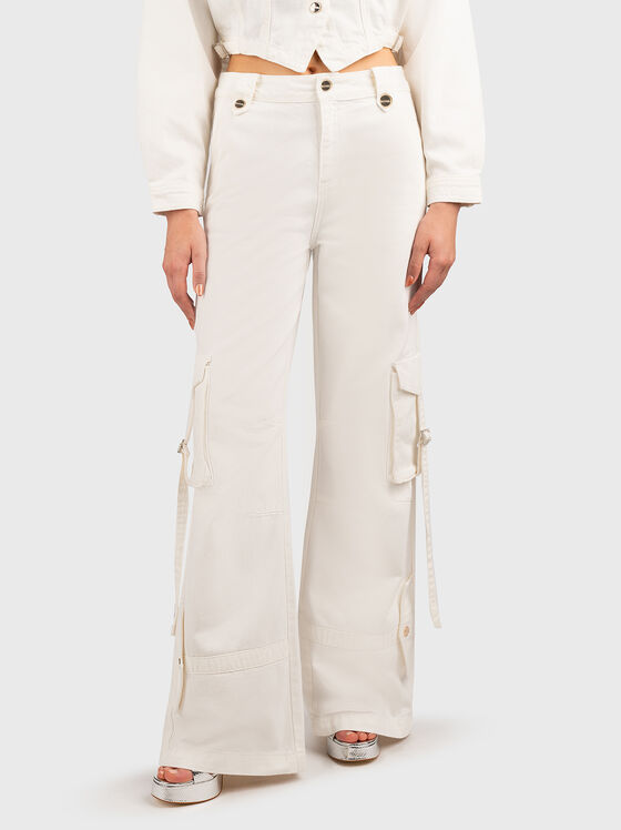 Denim cargo pants in pink - 1