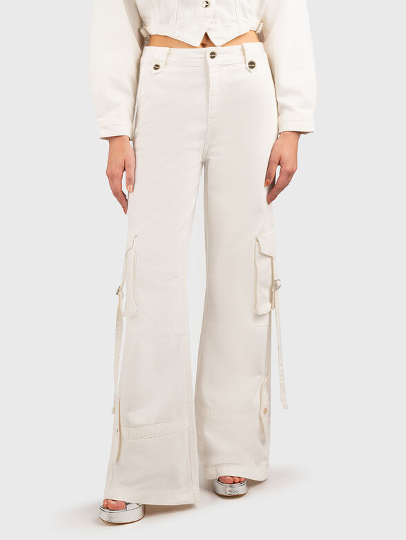 Denim cargo pants in pink - 1