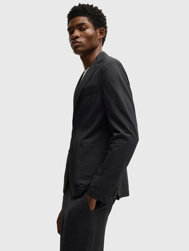 Textured blazer in black - 4