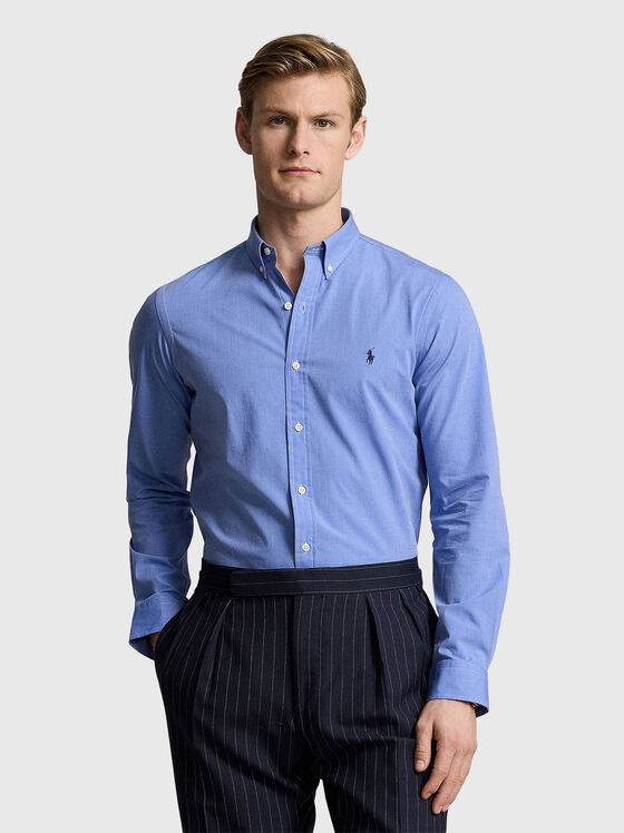 Blue slim fit cotton shirt - 1