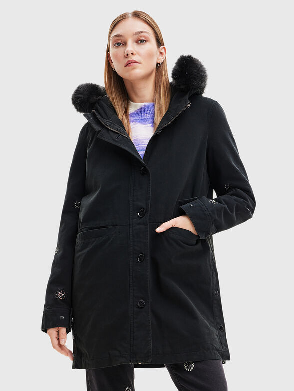 Embroidered hooded parka - 1