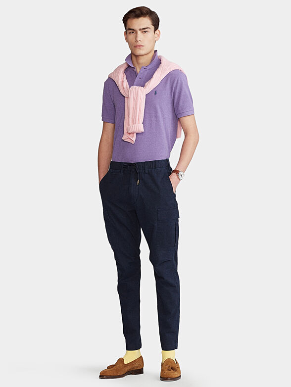 Blue cargo pants with laces - 4