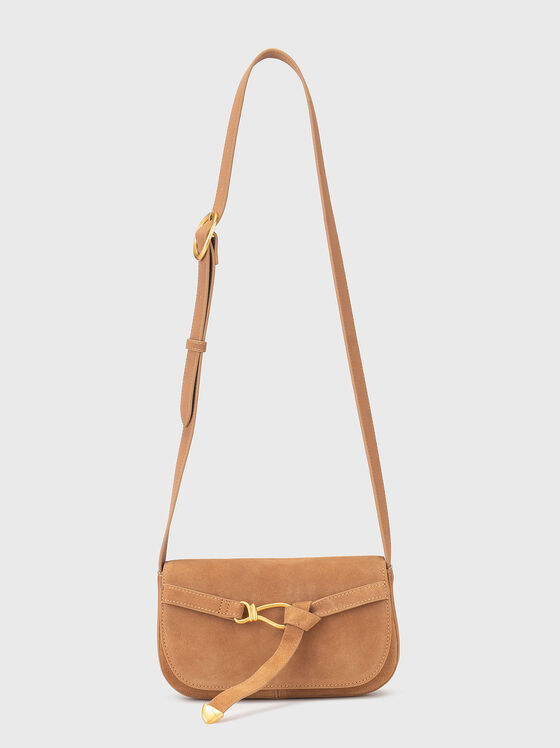 Suede crossbody bag with gold details - 1