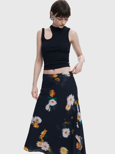 Midi skirt with floral print - 4