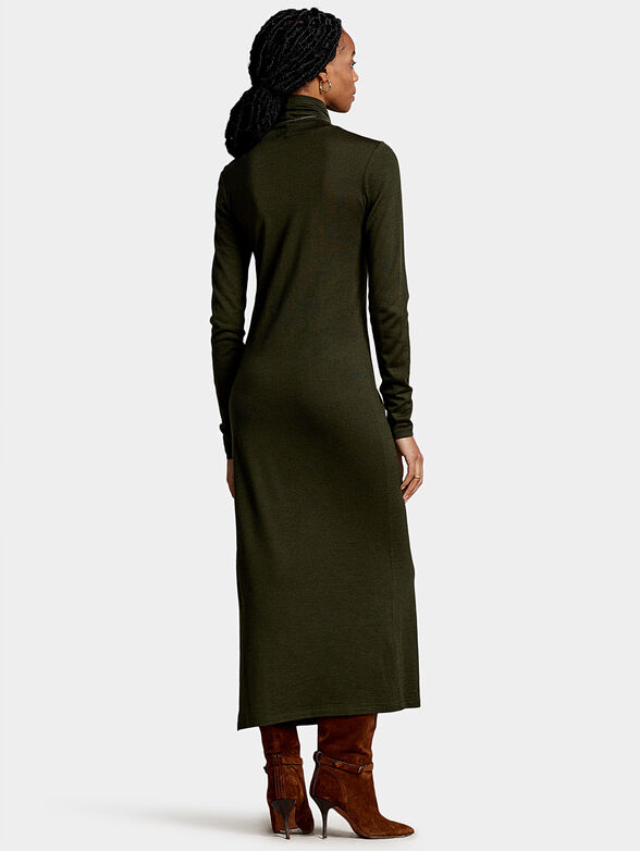 Turtleneck green dress with long sleeve - 2