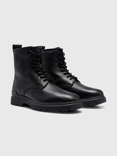 RYAN black leather boots with logo  - 3