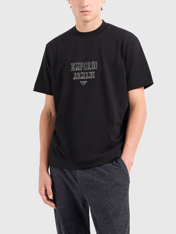 Black T-shirt with logo embroidery - 1