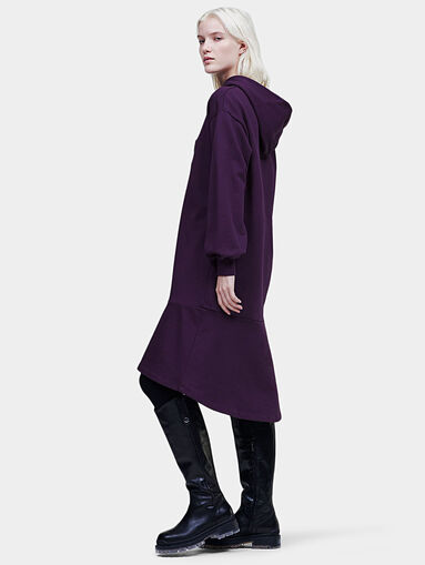 Hooded dress with maxi logo embroidery - 3