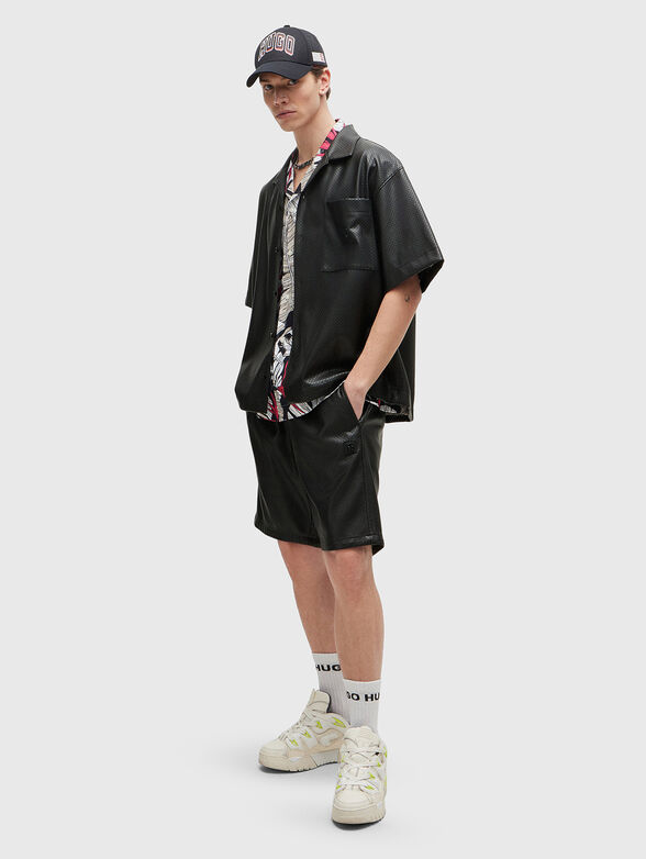 EGEENO oversized shirt in eco leather with perforations - 2