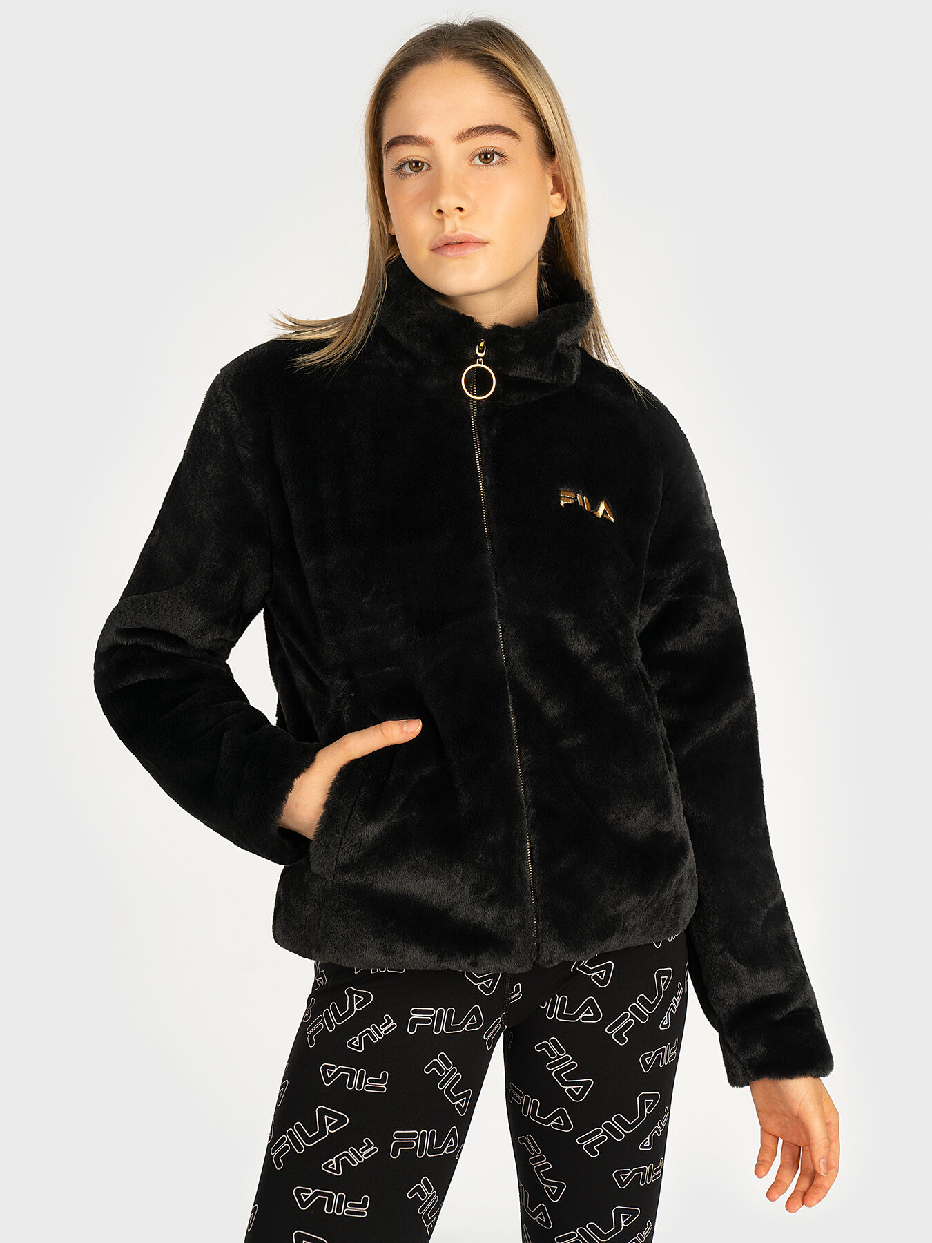 Fila furry jacket discount