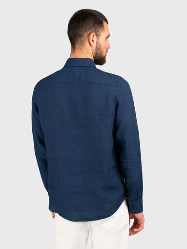 Beige linen shirt with logo detail - 3