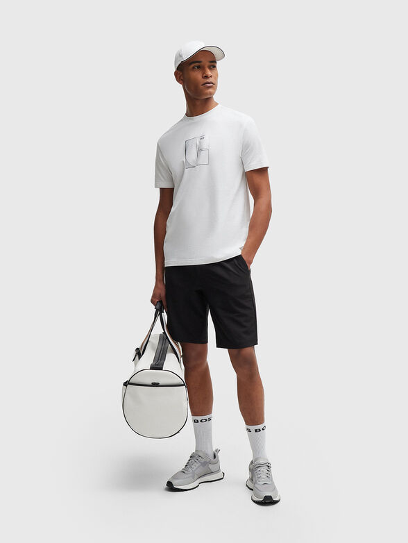 White cotton blend T-shirt with print - 2