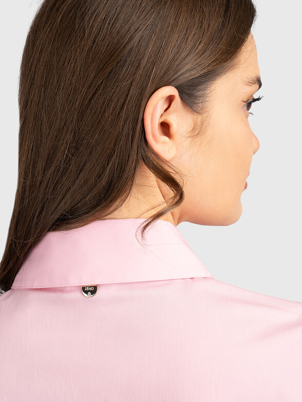 Cotton blend shirt with classic collar - 4