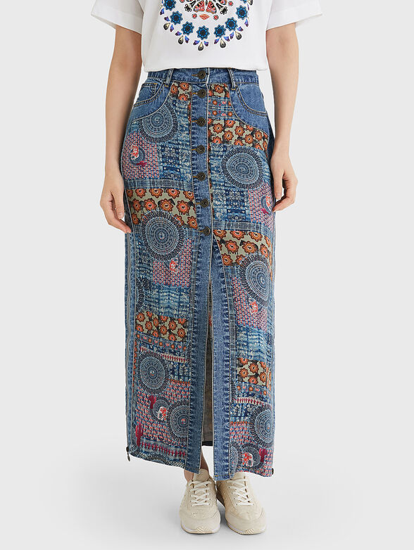 Denim skirt AFRICAN with print - 1