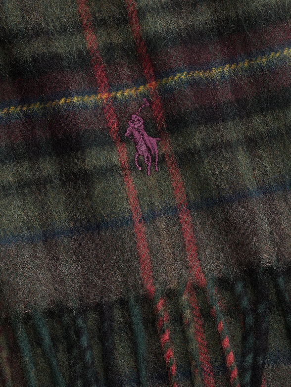 Green plaid scarf with logo - 2