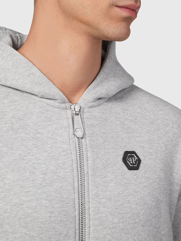 Cotton blend sweatshirt with zip and hood - 4