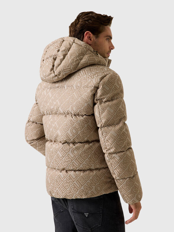 Padded jacket with hood and logo print - 3