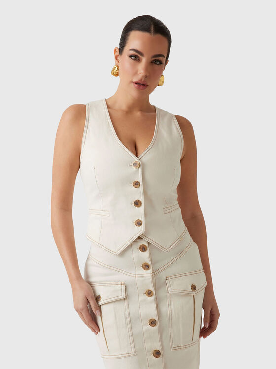 NAOMI denim vest with accent stitching - 1
