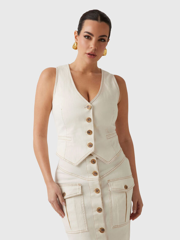 NAOMI denim vest with accent stitching - 1