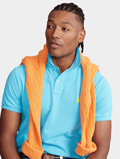 Cotton polo-shirt in light blue color - 4