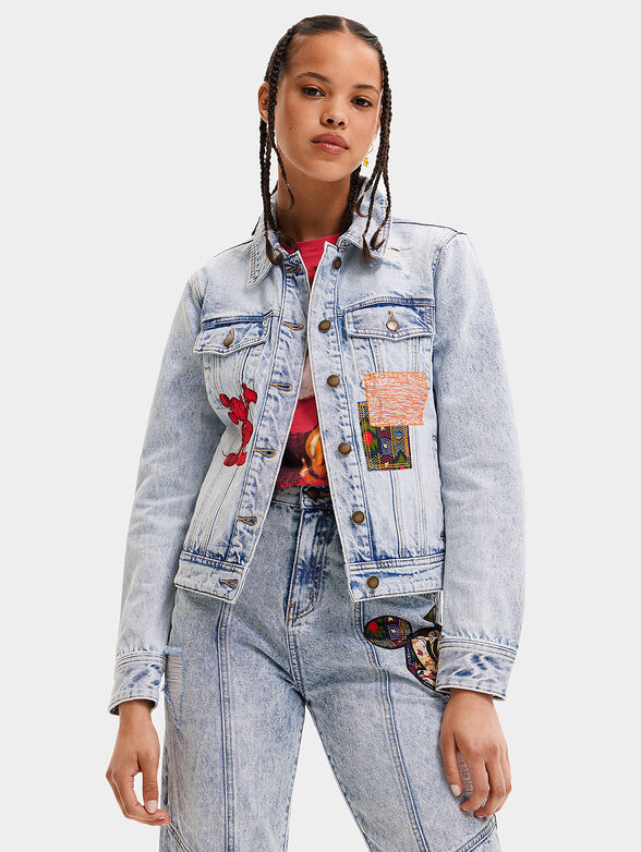 Denim jacket with Mickey Mouse art details - 1