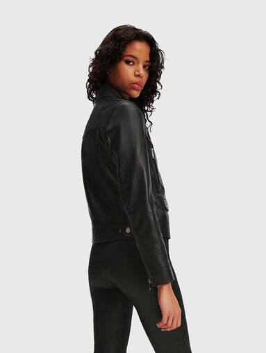 Black leather biker jacket  - 3